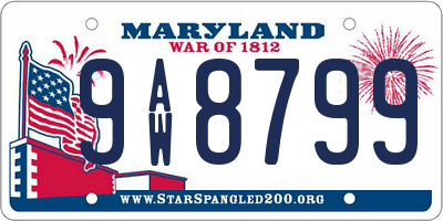 MD license plate 9AW8799