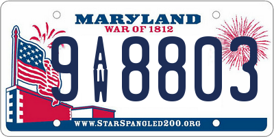 MD license plate 9AW8803