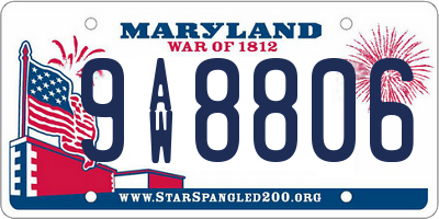 MD license plate 9AW8806