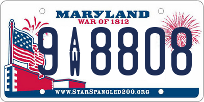MD license plate 9AW8808