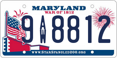 MD license plate 9AW8812