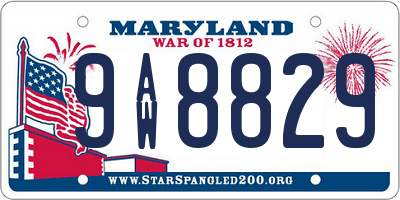 MD license plate 9AW8829