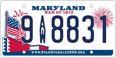 MD license plate 9AW8831