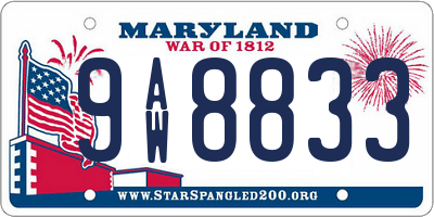 MD license plate 9AW8833