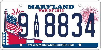 MD license plate 9AW8834