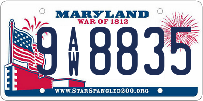 MD license plate 9AW8835