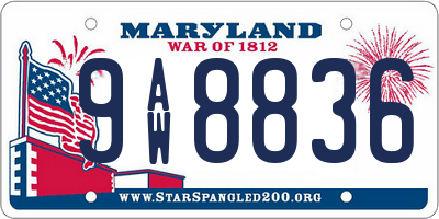 MD license plate 9AW8836