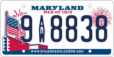 MD license plate 9AW8838
