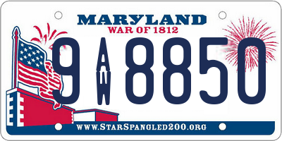 MD license plate 9AW8850