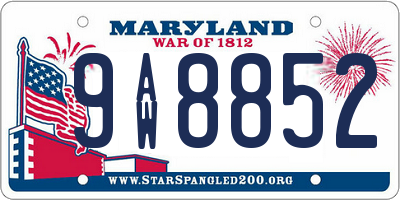MD license plate 9AW8852
