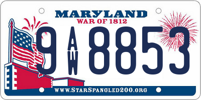 MD license plate 9AW8853