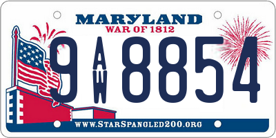 MD license plate 9AW8854