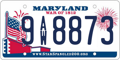MD license plate 9AW8873