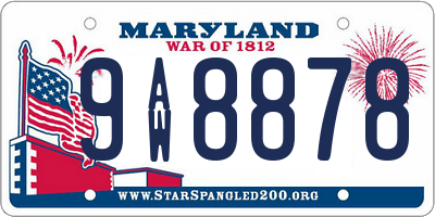 MD license plate 9AW8878