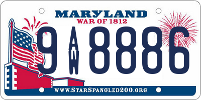MD license plate 9AW8886