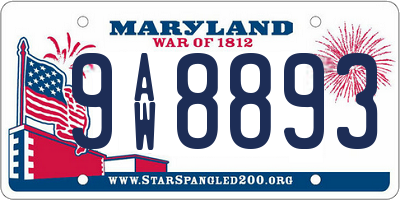 MD license plate 9AW8893
