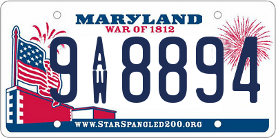 MD license plate 9AW8894