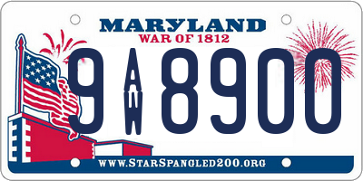 MD license plate 9AW8900