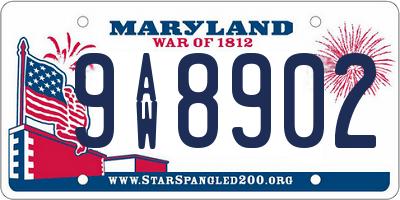 MD license plate 9AW8902