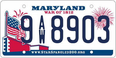 MD license plate 9AW8903