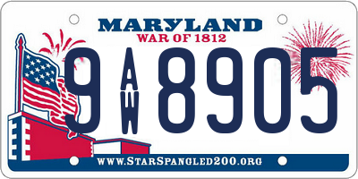 MD license plate 9AW8905