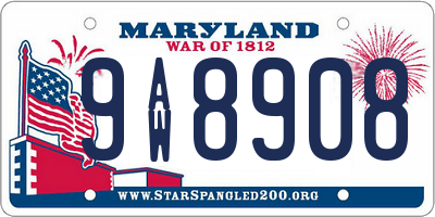 MD license plate 9AW8908
