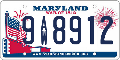 MD license plate 9AW8912