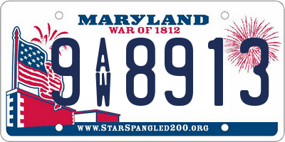 MD license plate 9AW8913