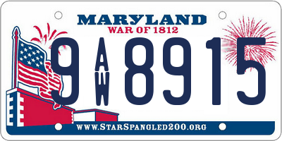 MD license plate 9AW8915