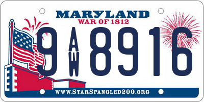 MD license plate 9AW8916