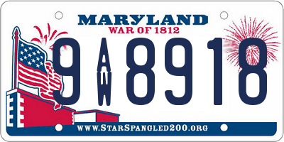 MD license plate 9AW8918