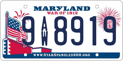 MD license plate 9AW8919