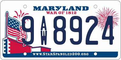 MD license plate 9AW8924