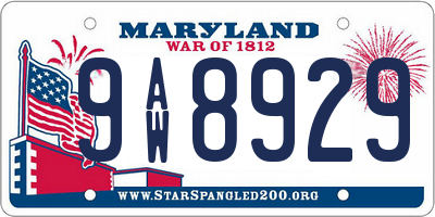 MD license plate 9AW8929