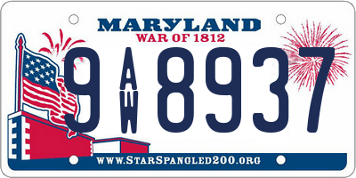 MD license plate 9AW8937