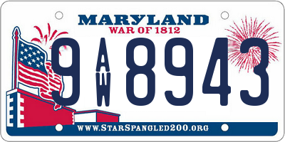 MD license plate 9AW8943