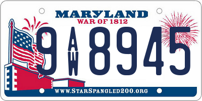 MD license plate 9AW8945
