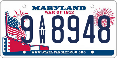 MD license plate 9AW8948