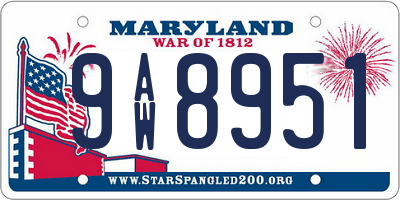 MD license plate 9AW8951