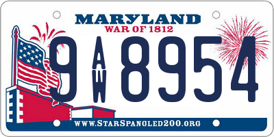 MD license plate 9AW8954