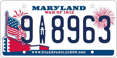 MD license plate 9AW8963