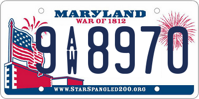 MD license plate 9AW8970