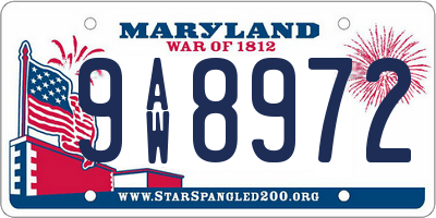 MD license plate 9AW8972