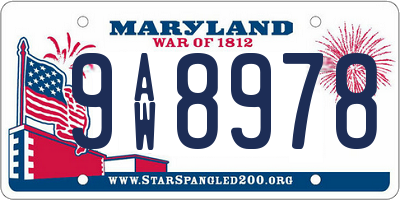 MD license plate 9AW8978