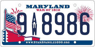 MD license plate 9AW8986