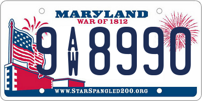 MD license plate 9AW8990