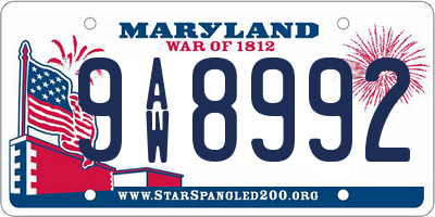 MD license plate 9AW8992