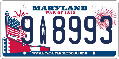 MD license plate 9AW8993