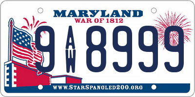 MD license plate 9AW8999
