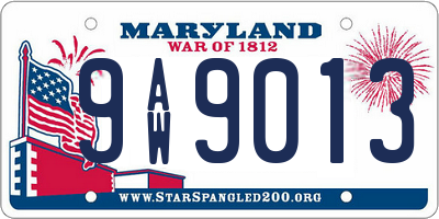 MD license plate 9AW9013